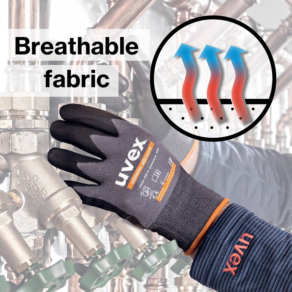 60028uvex Athletic Allround Grey Gloves Safety Work Handling Gloves protexU