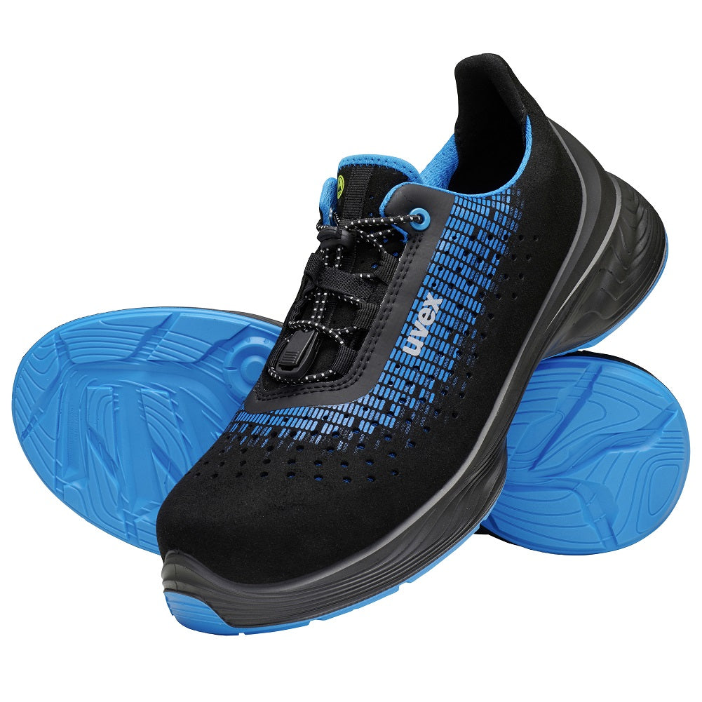 68298 uvex 1 G2 safety trainers ventilated uppers S1 black blue protexu pair