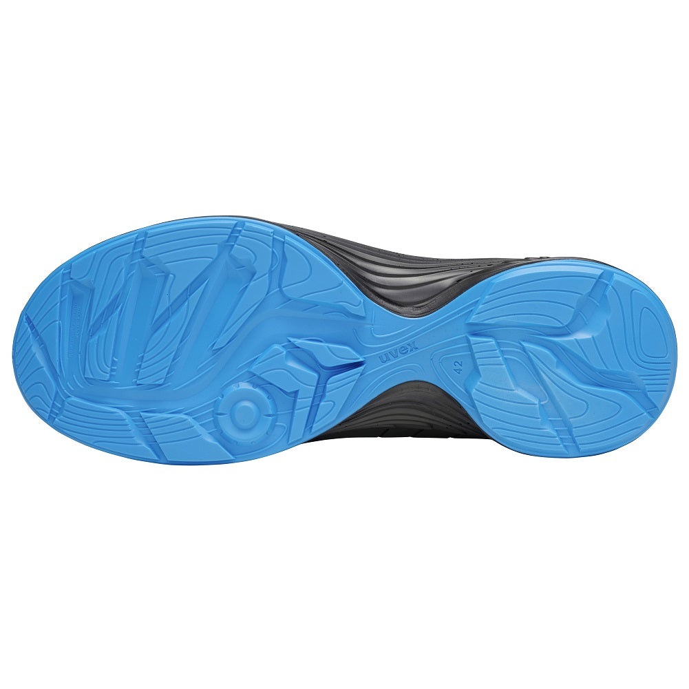 68298 uvex 1 G2 safety trainers ventilated uppers S1 black blue protexu sole