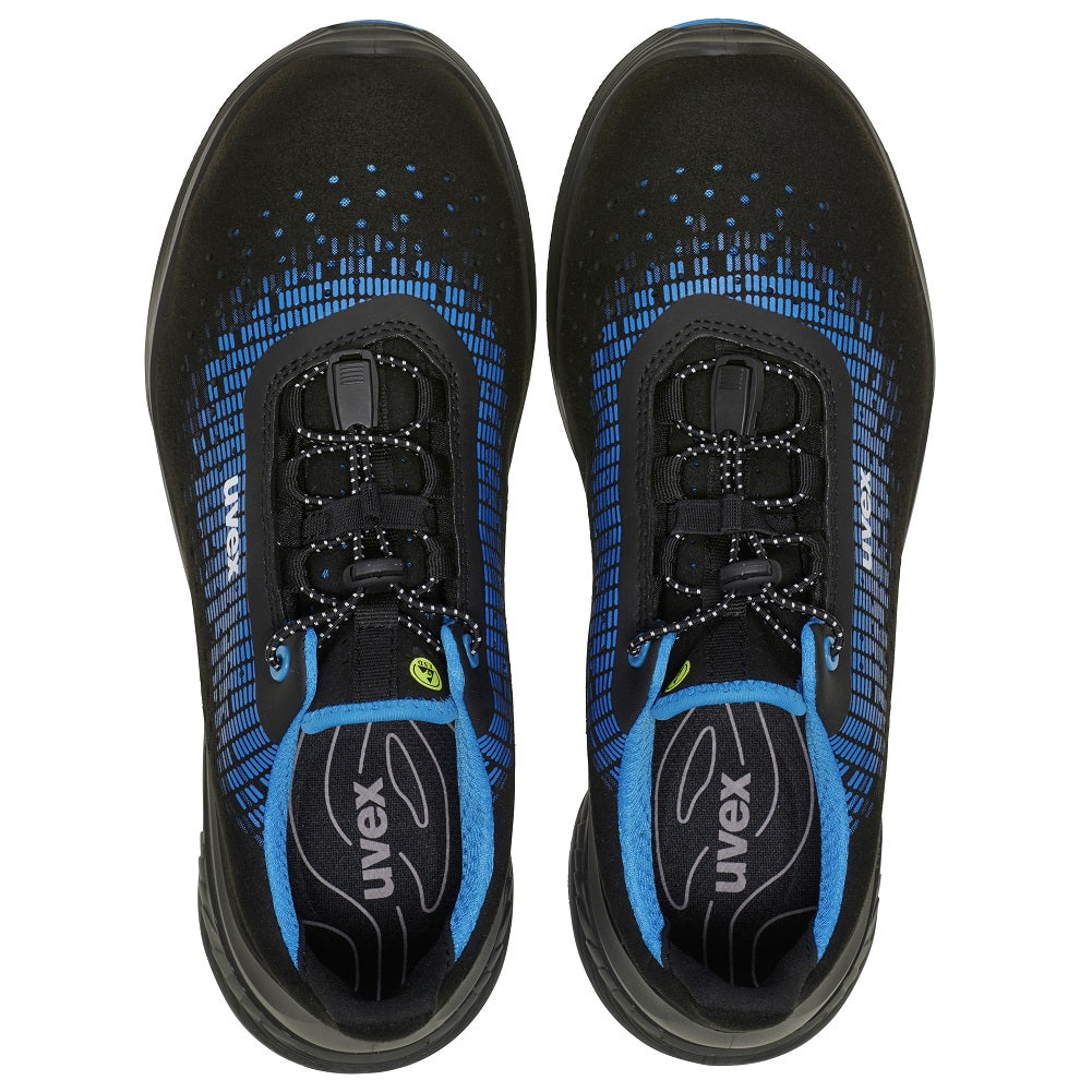 68298 uvex 1 G2 safety trainers ventilated uppers S1 black blue protexu aerial