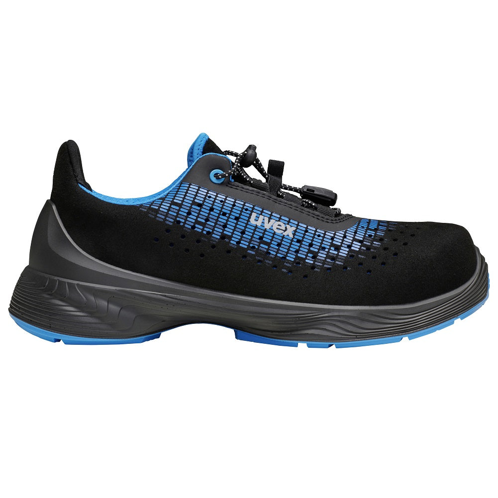 68298 uvex 1 G2 safety trainers ventilated uppers S1 black blue protexu right side