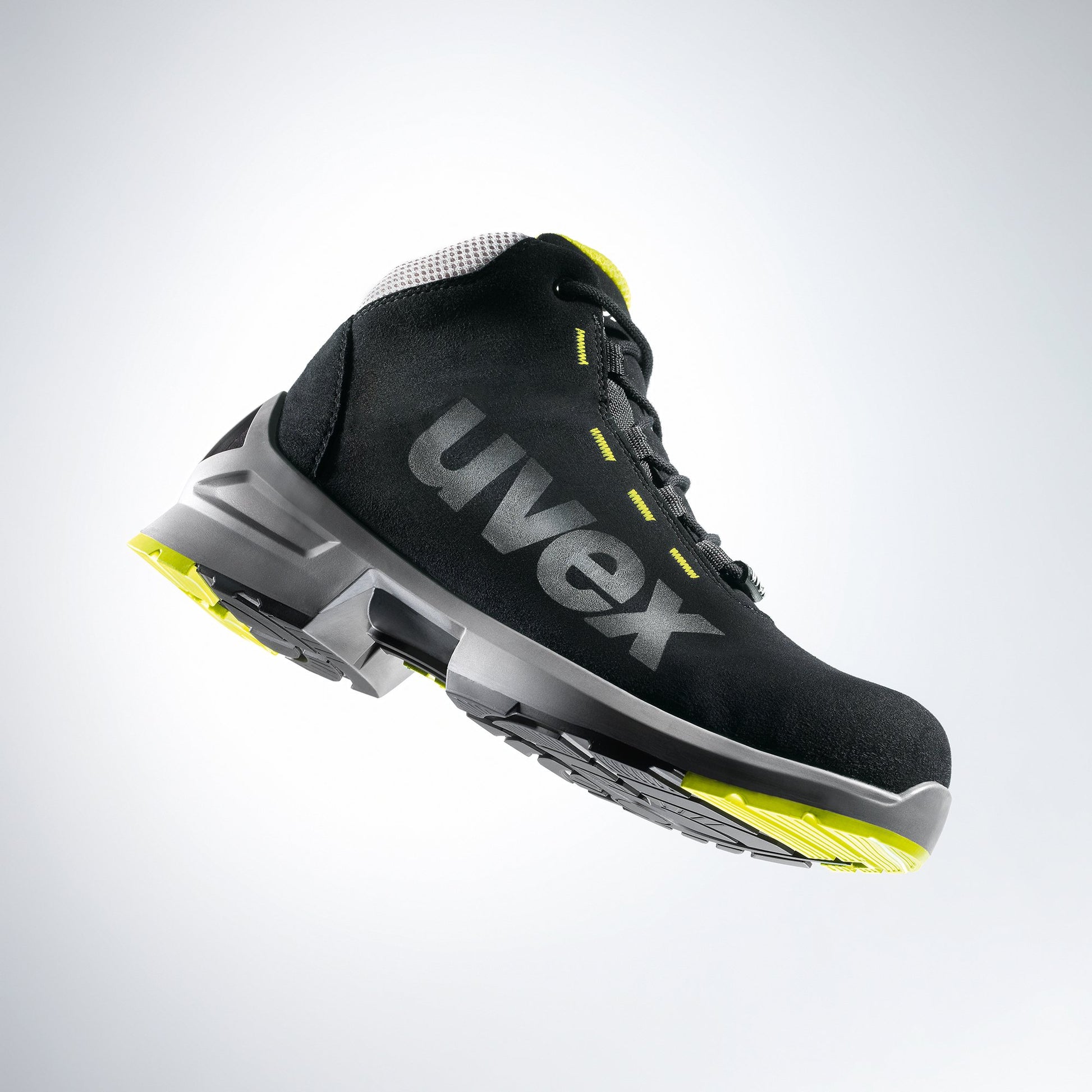 uvex 1 safety boots 85458 Black/Yellow Microsuede Upper. S2 SRC, ESD Rated. protexU