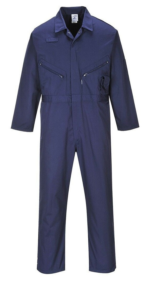 Portwest Zipped Overall Work Welder Mechanic Boiler Suit-Regular C813 Liverpool. Navy. protexU