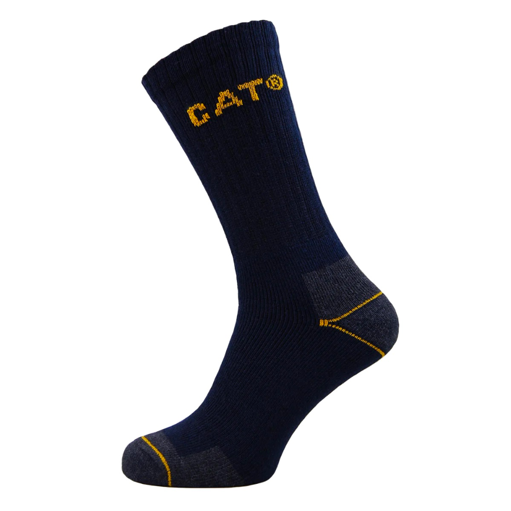 CAT Caterpillar 3 Pairs Real Work Crew Socks Navy protexU