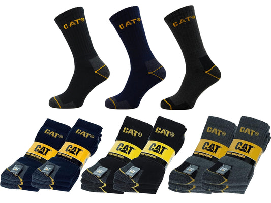 CAT Caterpillar 3 Pairs Real Work Crew Socks Black protexU