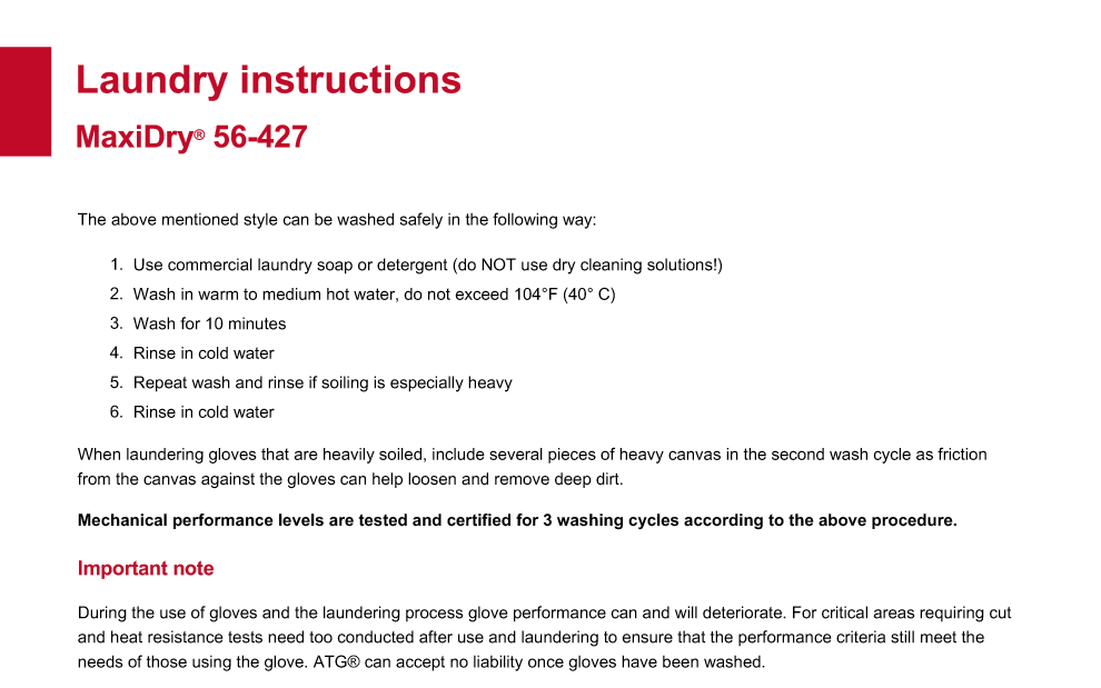 ATG MaxiDry Gloves 56-427 Full Nitrile Coating Oil & Water Resistant PPE Work Gauntlet. Wasing Instructions. protexU