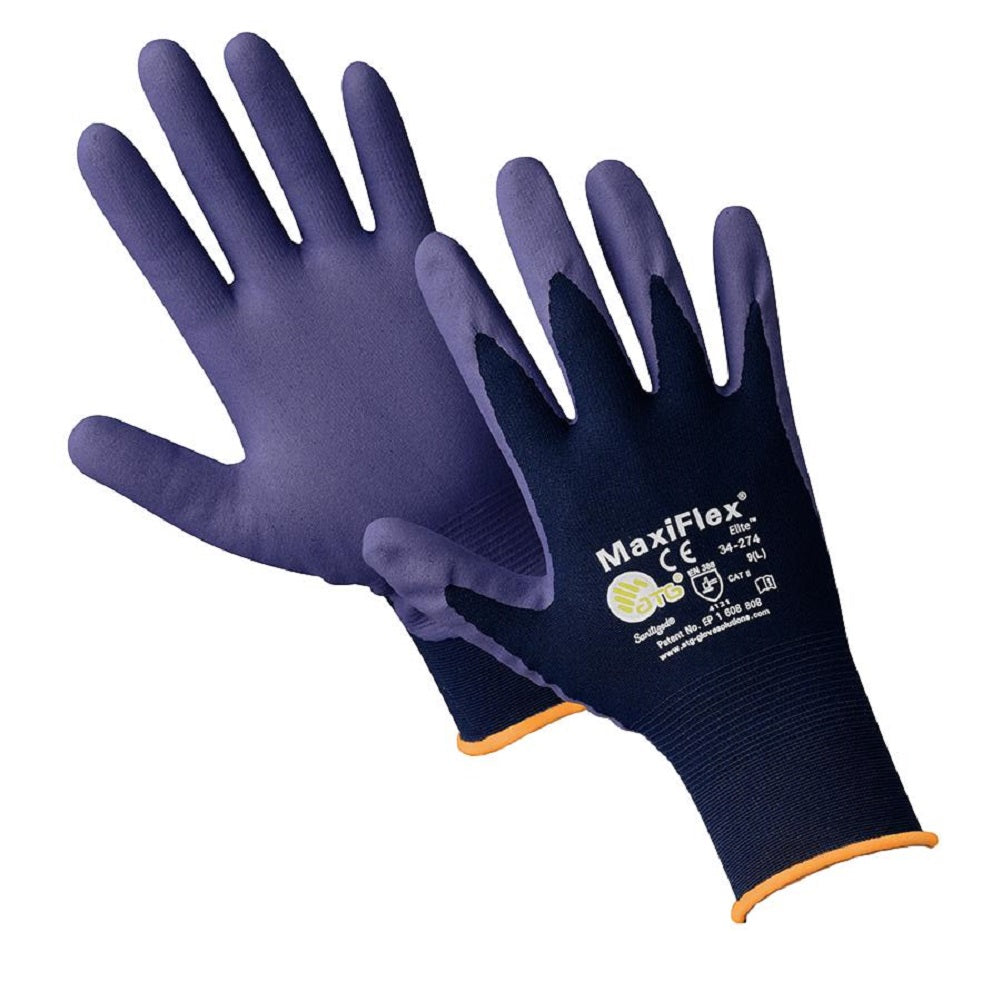 34-274 ATG MAxiFlex Elite Blue Lightweight Work Gloves Breathable & Washable. protexU