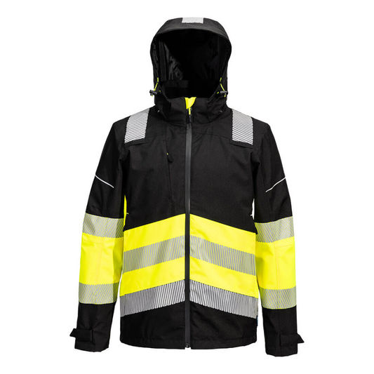 Portwest PW3 Hi-Vis Class 1 Extreme Rain Jacket - Black/Yellow protexU