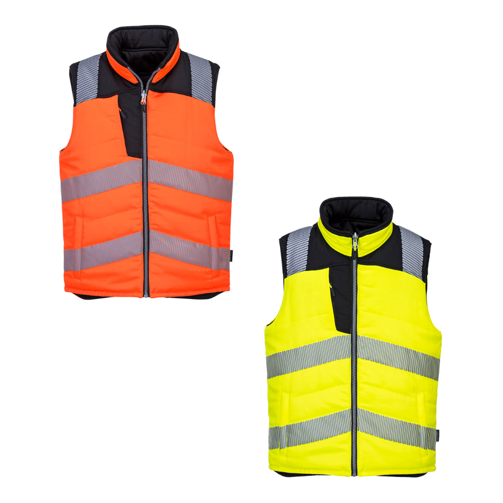 PW3 Hi-Vis Reversible Bodywarmer Orange or Yellow protexU