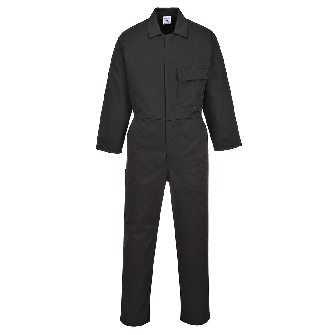 Portwest Men's Black Overalls 5 Pockets Elasticated Waist. Concealed Stud Closure. protexU