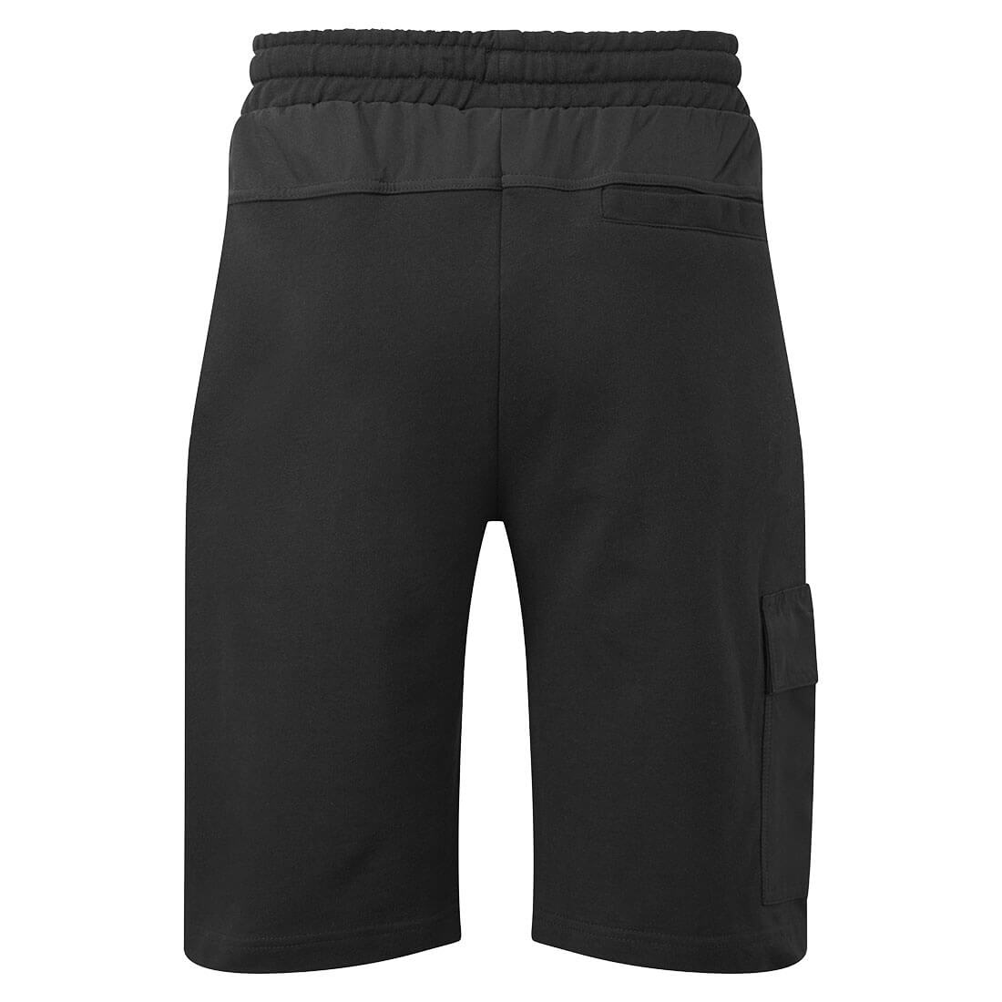 Portwest Cargo Sweatshorts. PW399. Black. Rear View. protexU