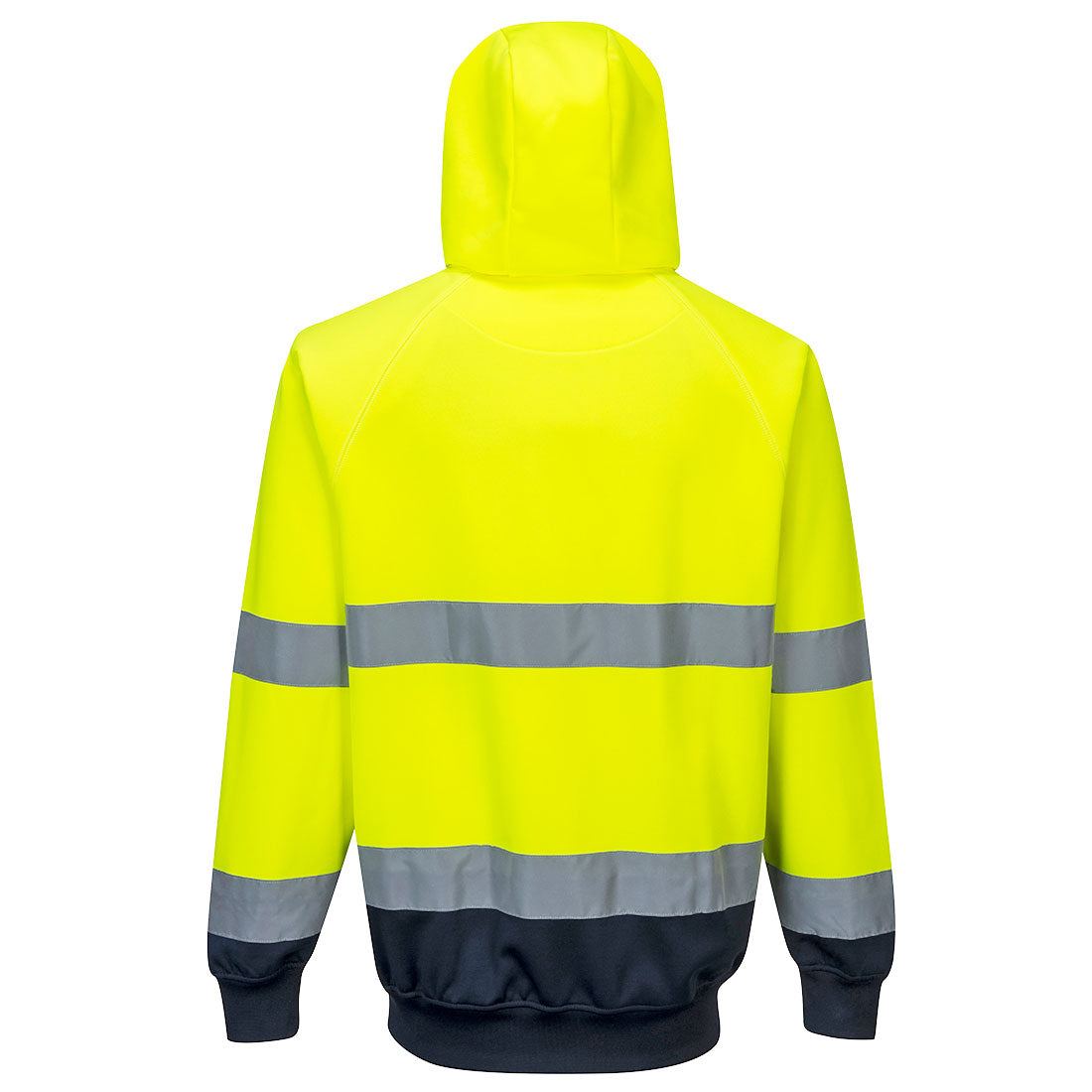 Portwest Hi-Vis Hoody Yellow/Navy B316 Back View. protexU