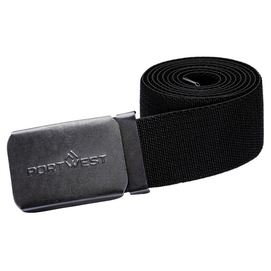 Portwest Fully Adjustable Elasticated Black Work Belt One Size Easy Release Buckle protexU