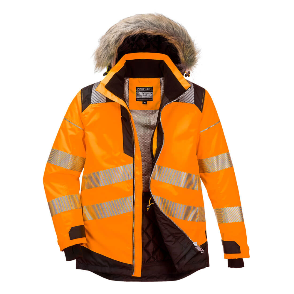 Portwest PW3 Hi-Vis Winter Parka Jacket - Orange. PROTEXU