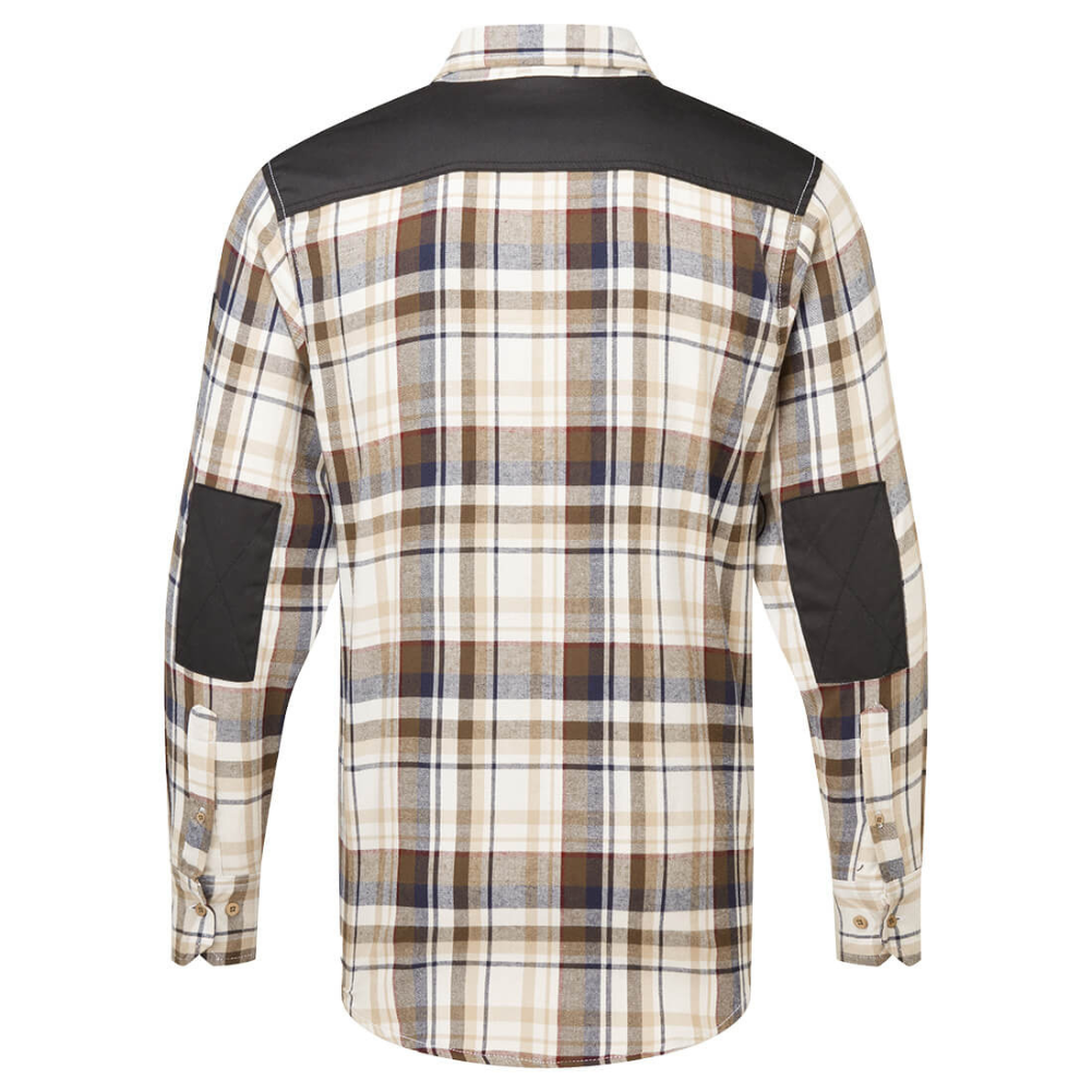Work shirt brown plaid check button up PortWest. protexU