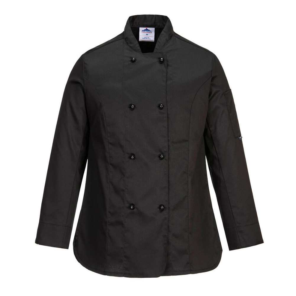 PortWest Rachel Women's Chef's Jacket Black. protexU