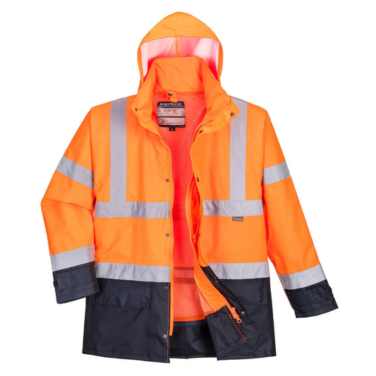 Portwest S768 Hi-Vis 5-in-1 Contrast Executive Jacket - Orange/Navy