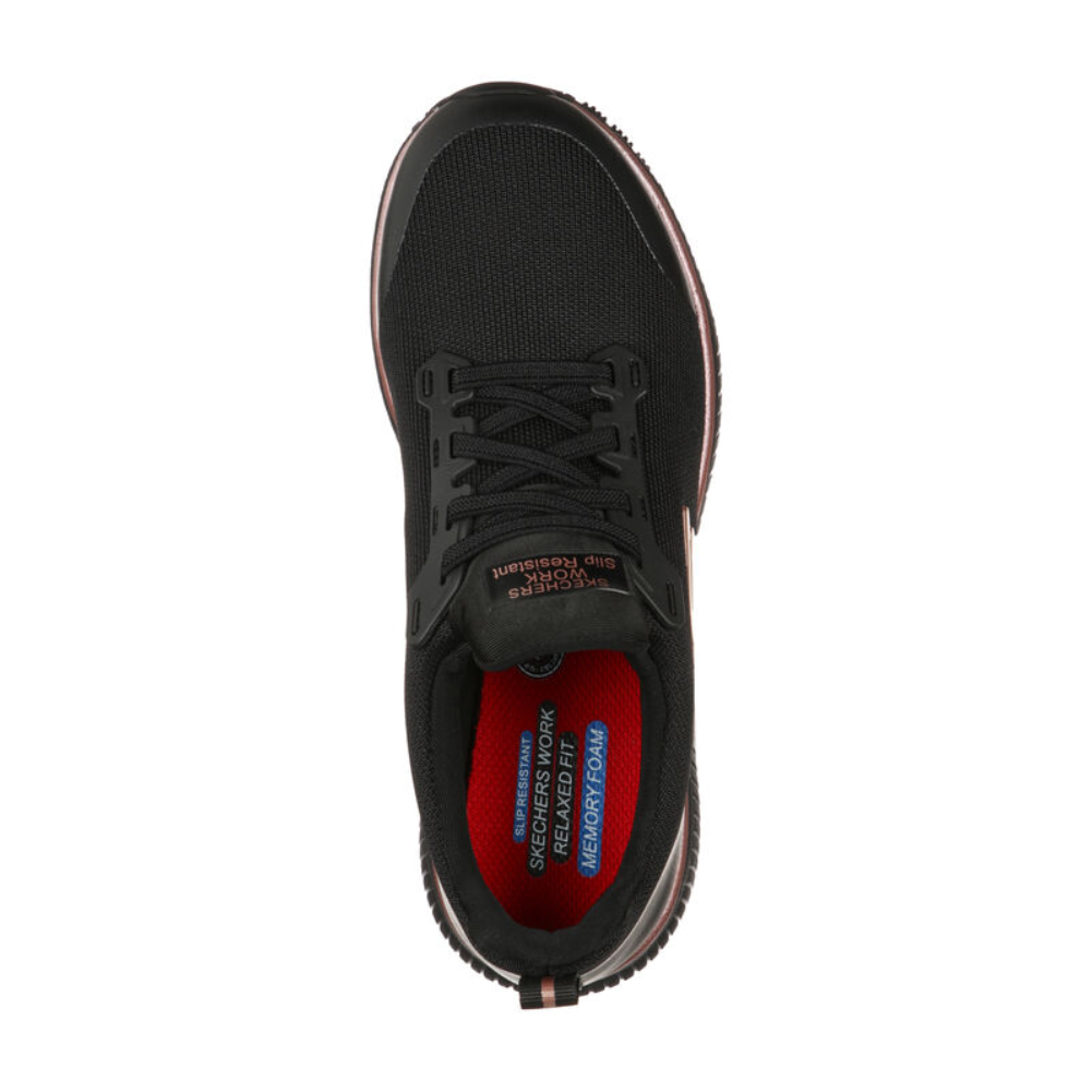 Skechers Work Shoe Squad SR Black and Rose Gold, Women's work shoe, food industry shoe, catering shoe, nursing shoe, protexU