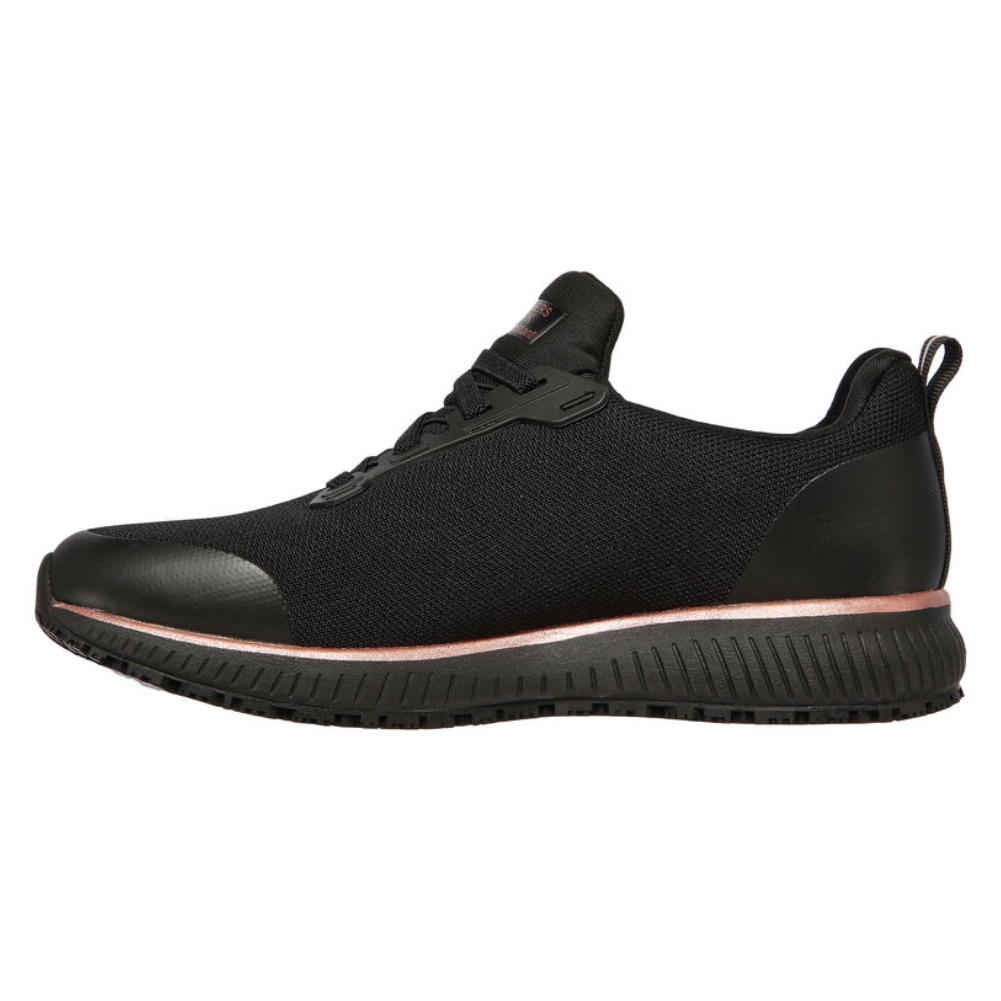 Skechers Work Shoe Squad SR Black and Rose Gold, Women's work shoe, food industry shoe, catering shoe, nursing shoe, protexU