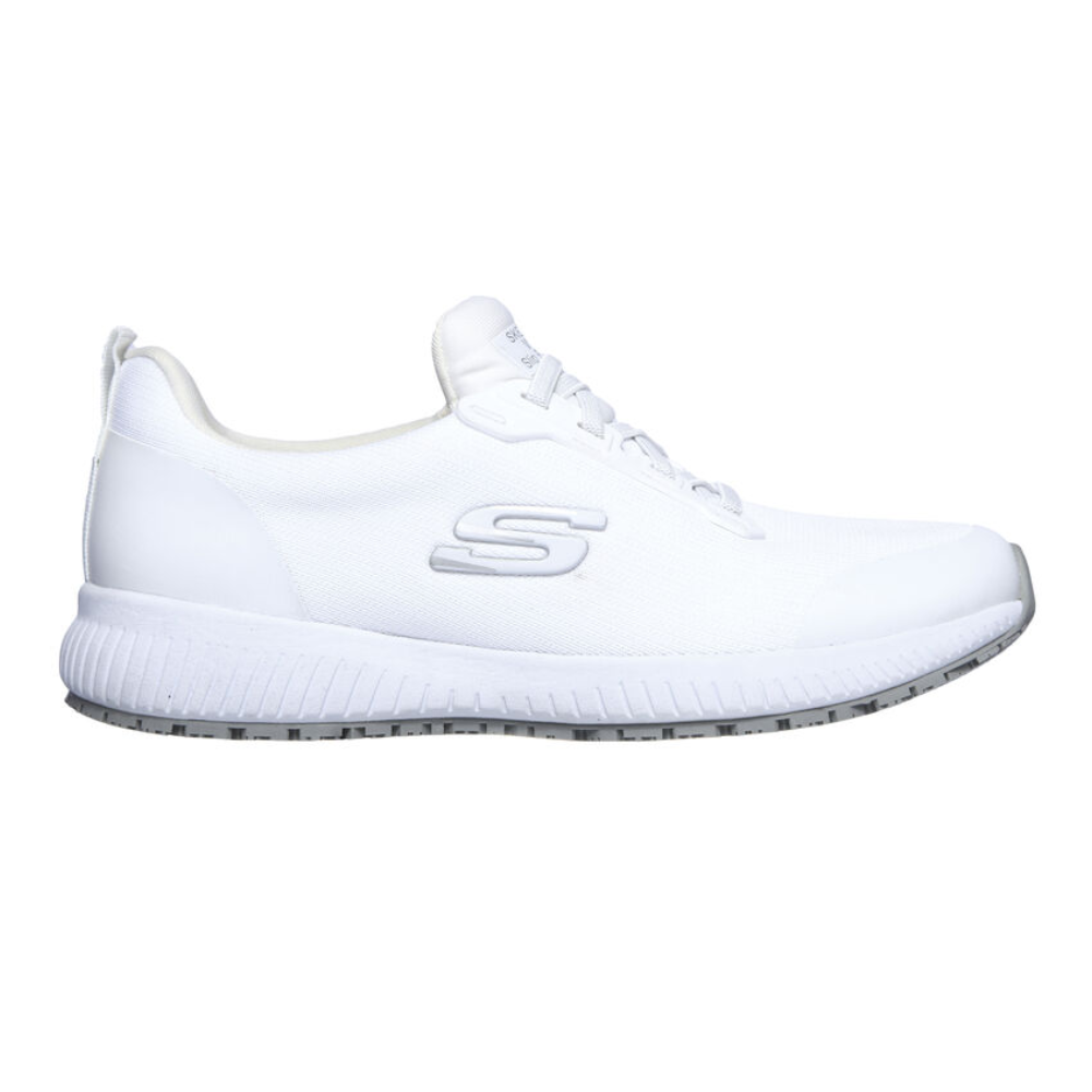 Skechers Work Shoe Squad SR White, Women's work shoe, food industry shoe, catering shoe, nursing shoe, protexU