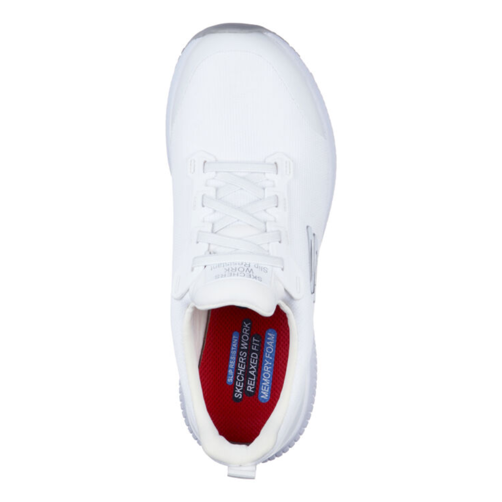 Skechers Work Shoe Squad SR White, Women's work shoe, food industry shoe, catering shoe, nursing shoe, protexU