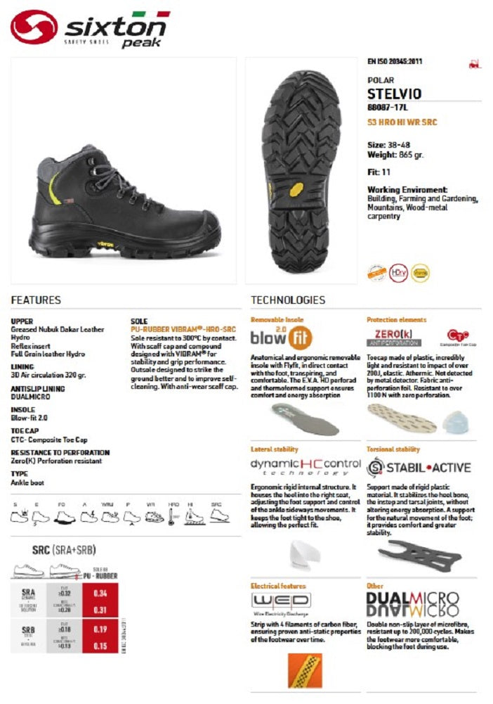 SIXTON Stelvio HDry Waterproof Safety Boot Datasheet. protexU