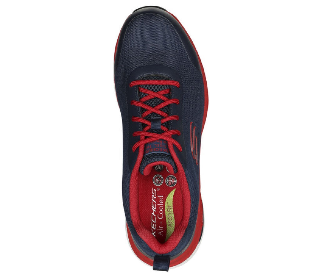 Skechers Ringstap Arch-Fit Safety Trainers S3 SRC ESD Navy Red Top View protexU