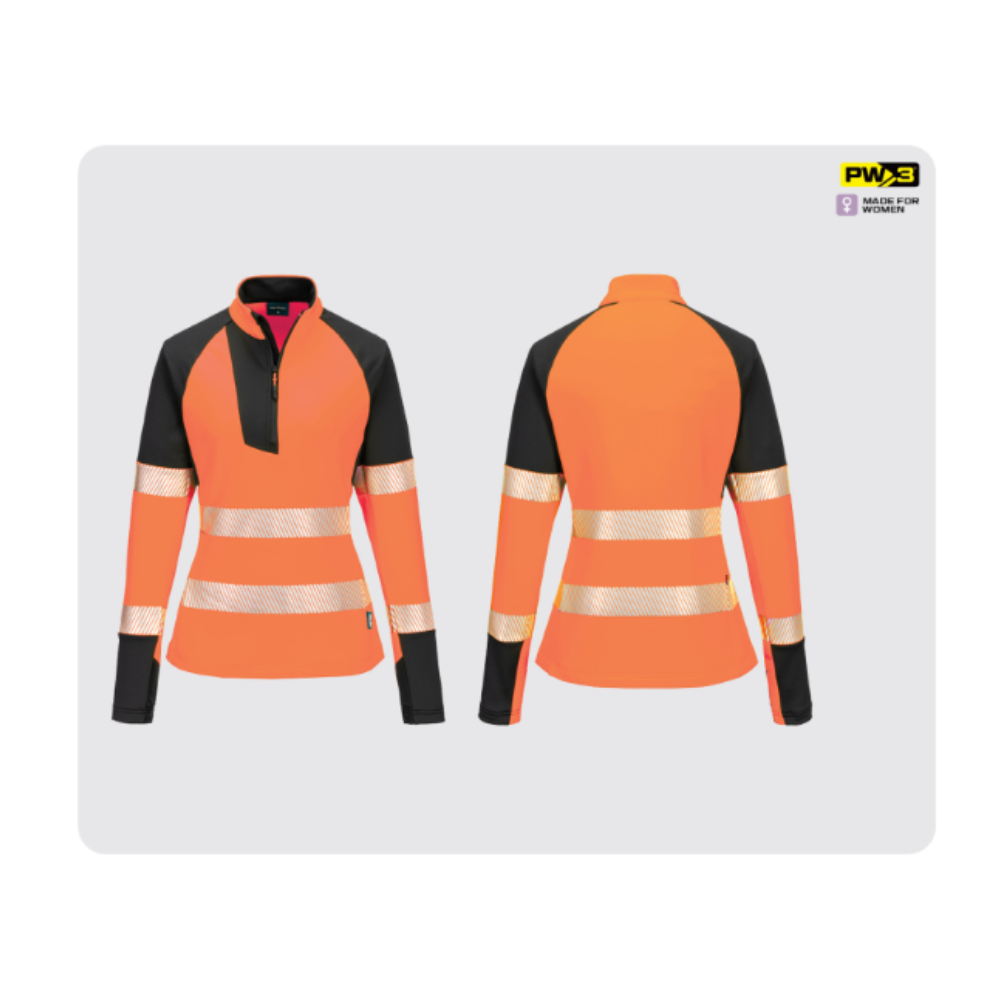 Women's Hi-Vis Orange Quarter Zip Sweatshirt. Portwest. protexU