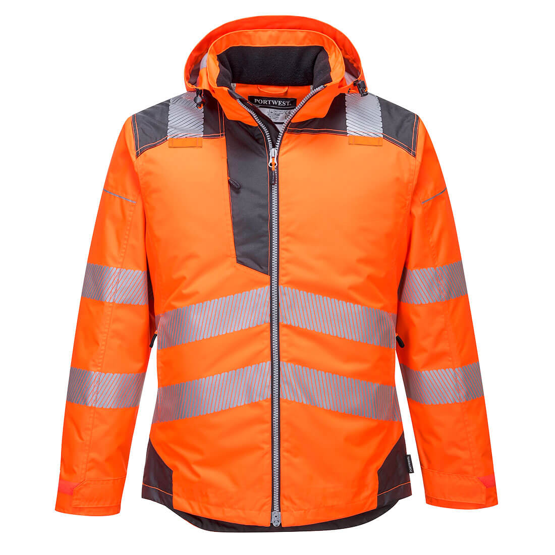 T400 - PW3 Hi-Vis Winter Jacket Orange/Grey protexU front view