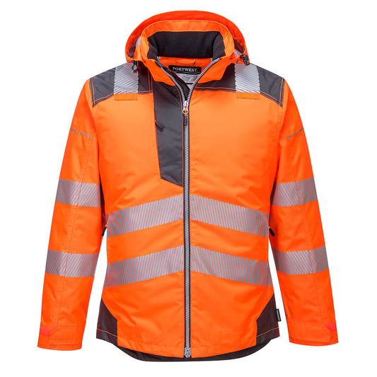 T400 - PW3 Hi-Vis Winter Jacket Orange/Grey protexU front view