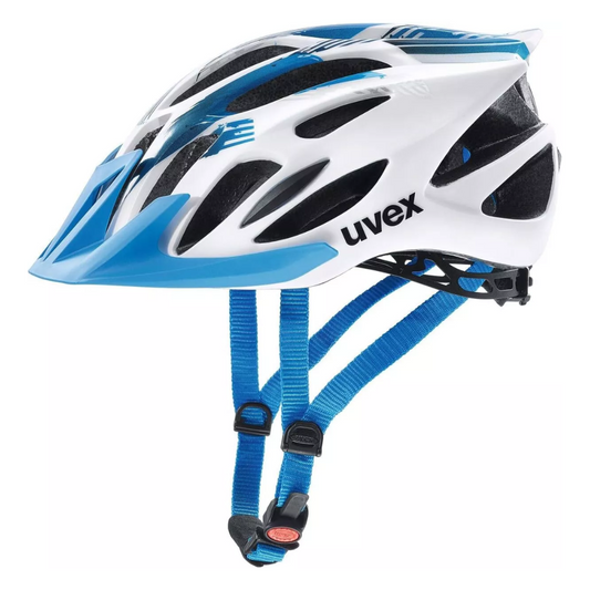 uvex cycle helmet flash, white blue cycle helmet, bike helmet, crash helmet, protexU