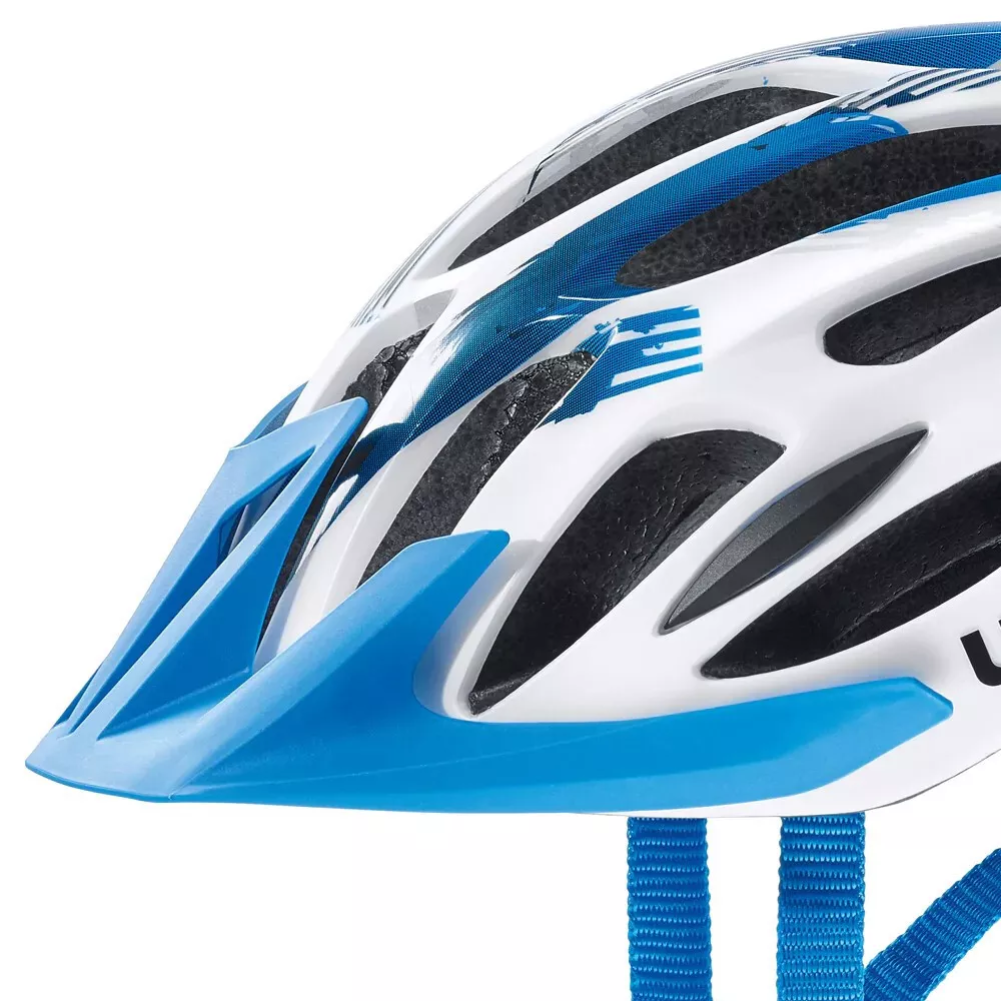 uvex cycle helmet flash, white blue cycle helmet, bike helmet, crash helmet, protexU