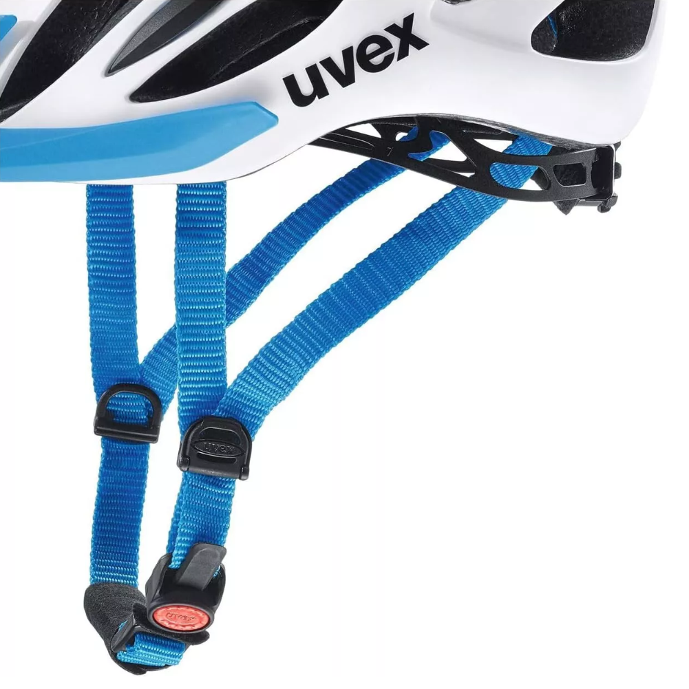 uvex cycle helmet flash, white blue cycle helmet, bike helmet, crash helmet, protexU
