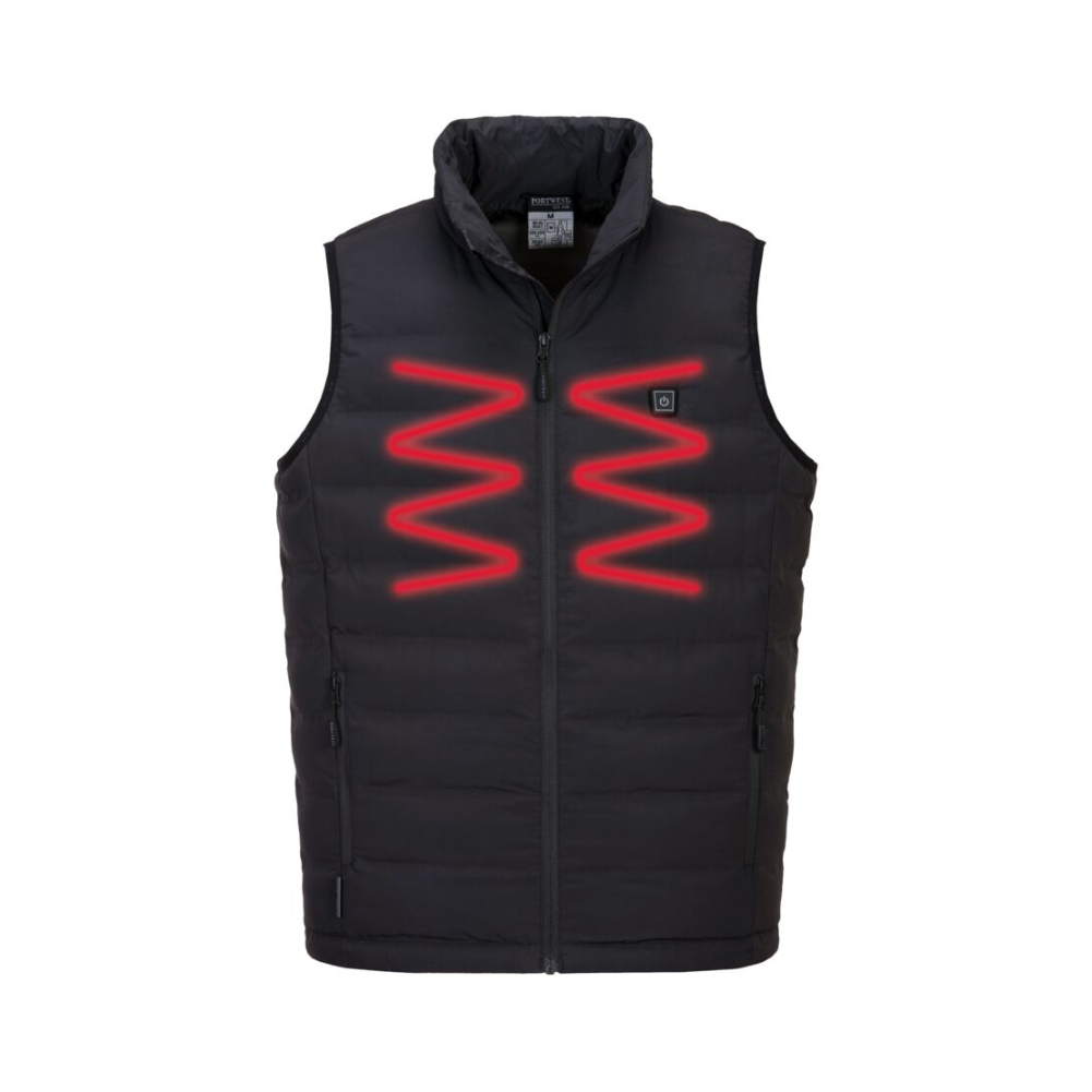 Portwest Ultrasonic Heated Tunnel Bodywarmer Gilet Black