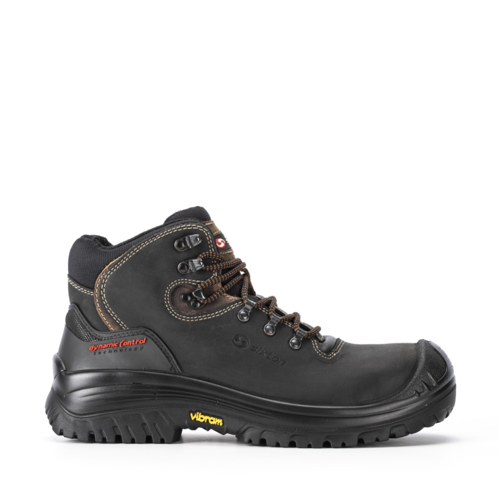 Sixton Stelvio Safety Boots Black Waxy Nubuck Leather Vibram Sole