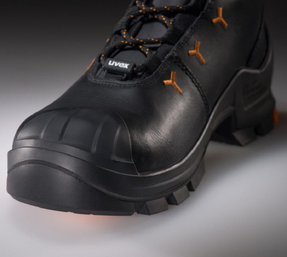 uvex 2 safety boots 65032 S3 SRC Black Leather Upper With Orange Detail. PU Sole. meets ESD Requirements. protexU