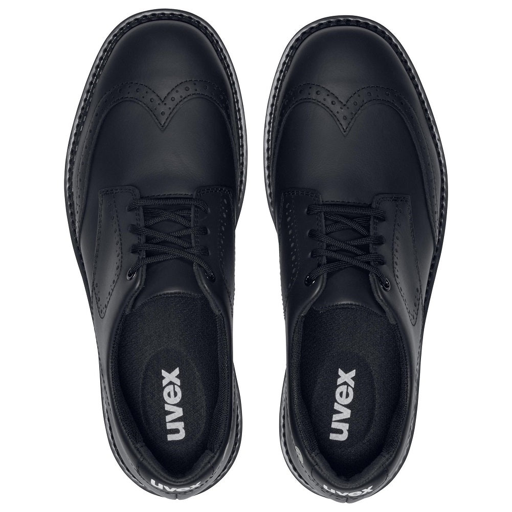 uvex 1 business Black Leather Steel Toe Capped Mens Safety Business Shoes 84482 Top View protexU