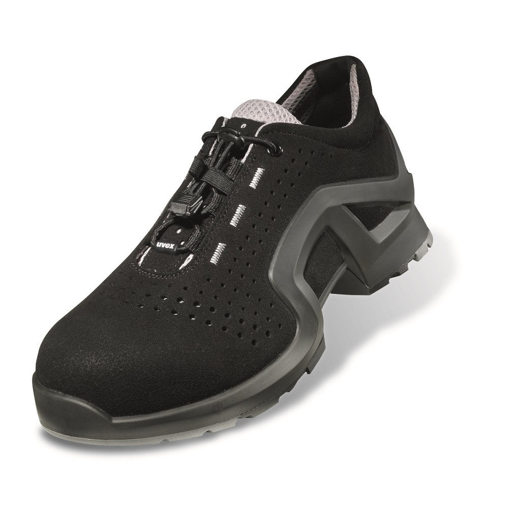 uvex 1 safety trainers S1SRC ESD Non-slip outsole, oil and petrol resistant. Breathable microvelour upper. Lightweight, metal-free toe cap. protexU