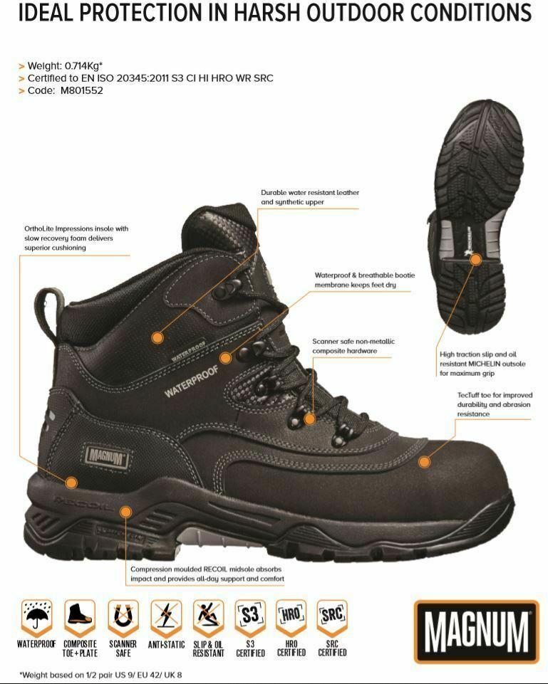 Magnum Broadside 6.0 Waterproof Safety Boots protexU