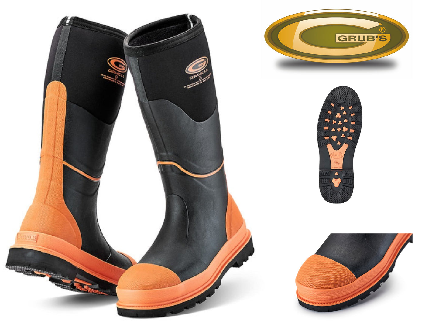 Grubs Safety Wellies High Leg Waterproof Boots S5 HI CI HRO SRA Ceramic
