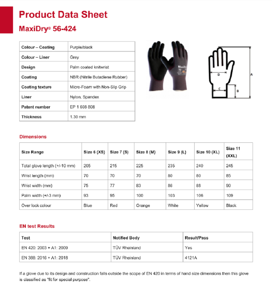 ATG MaxiDry Work Gloves 56-424 Liquid Oil Repellant Washable