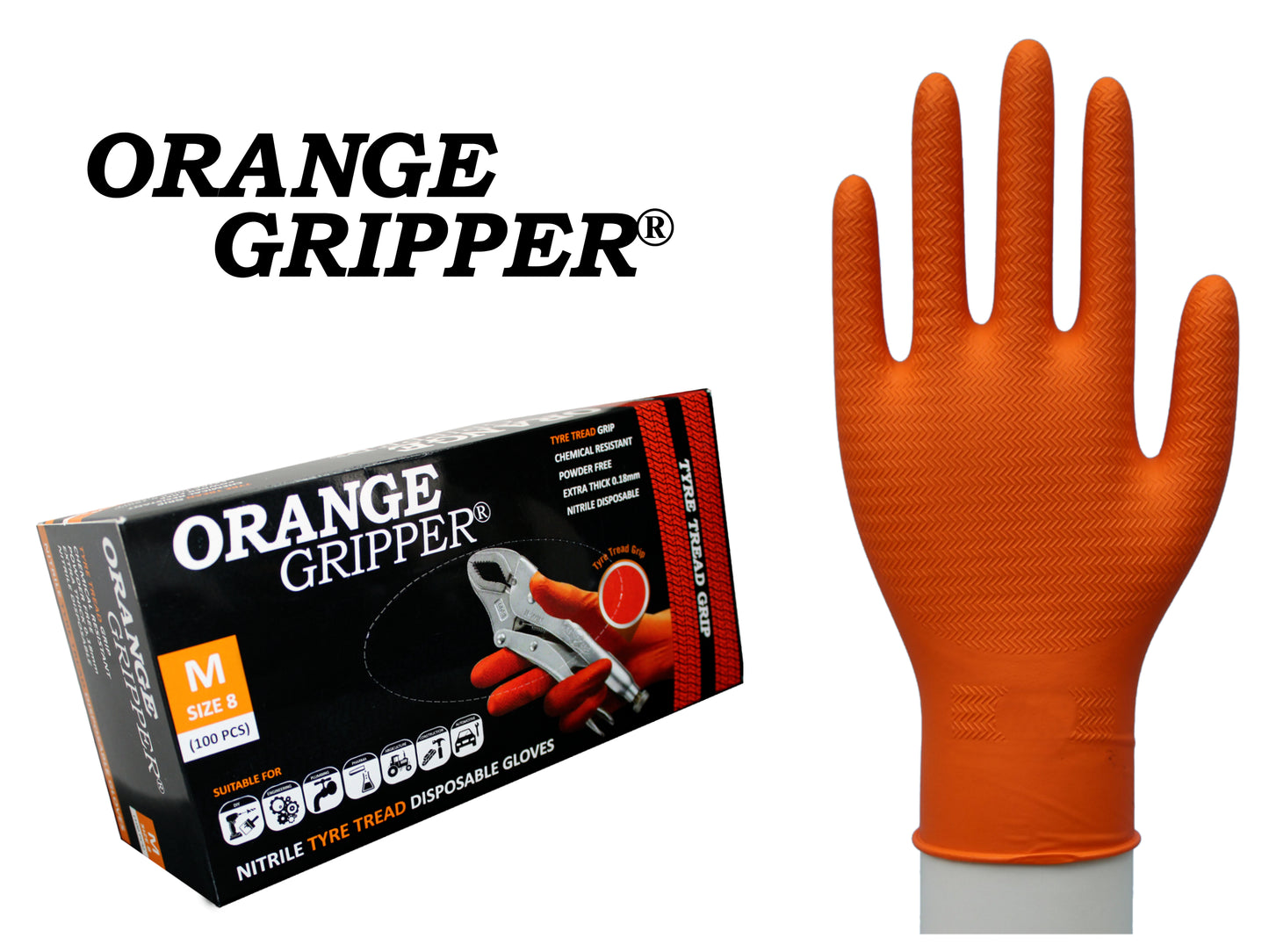 Nitrile Disposable Gripper Gloves Touch-Screen 100 Pcs