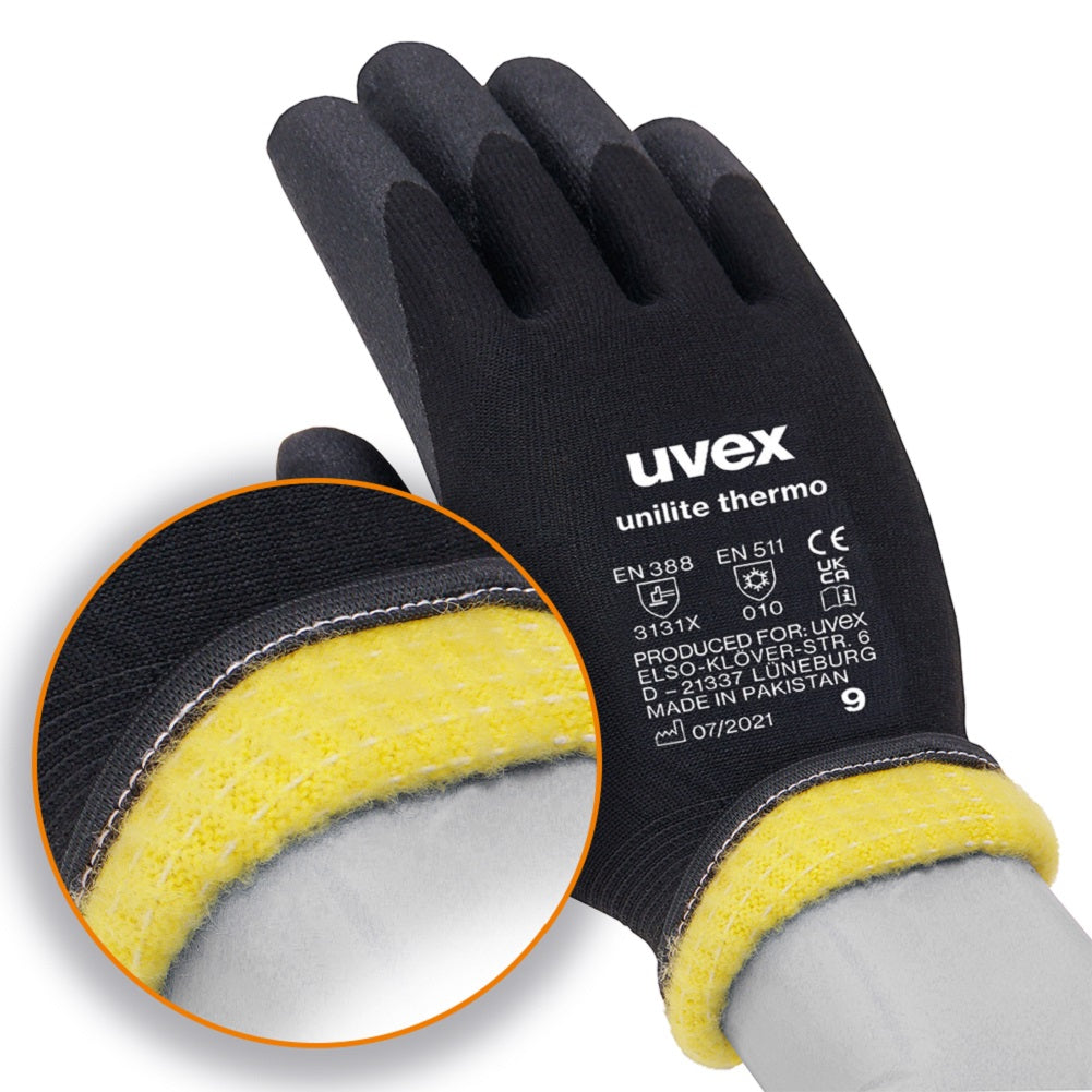 uvex unilite thermo plus safety glove for cold environments, winter work glove, protexU