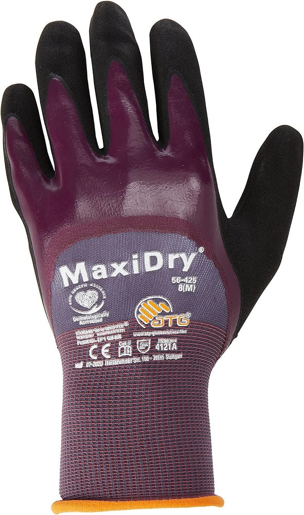 ATG MaxiDry Gloves 56-425 Nitrile Foam Palm 3/4 Waterproof Coating – protexU