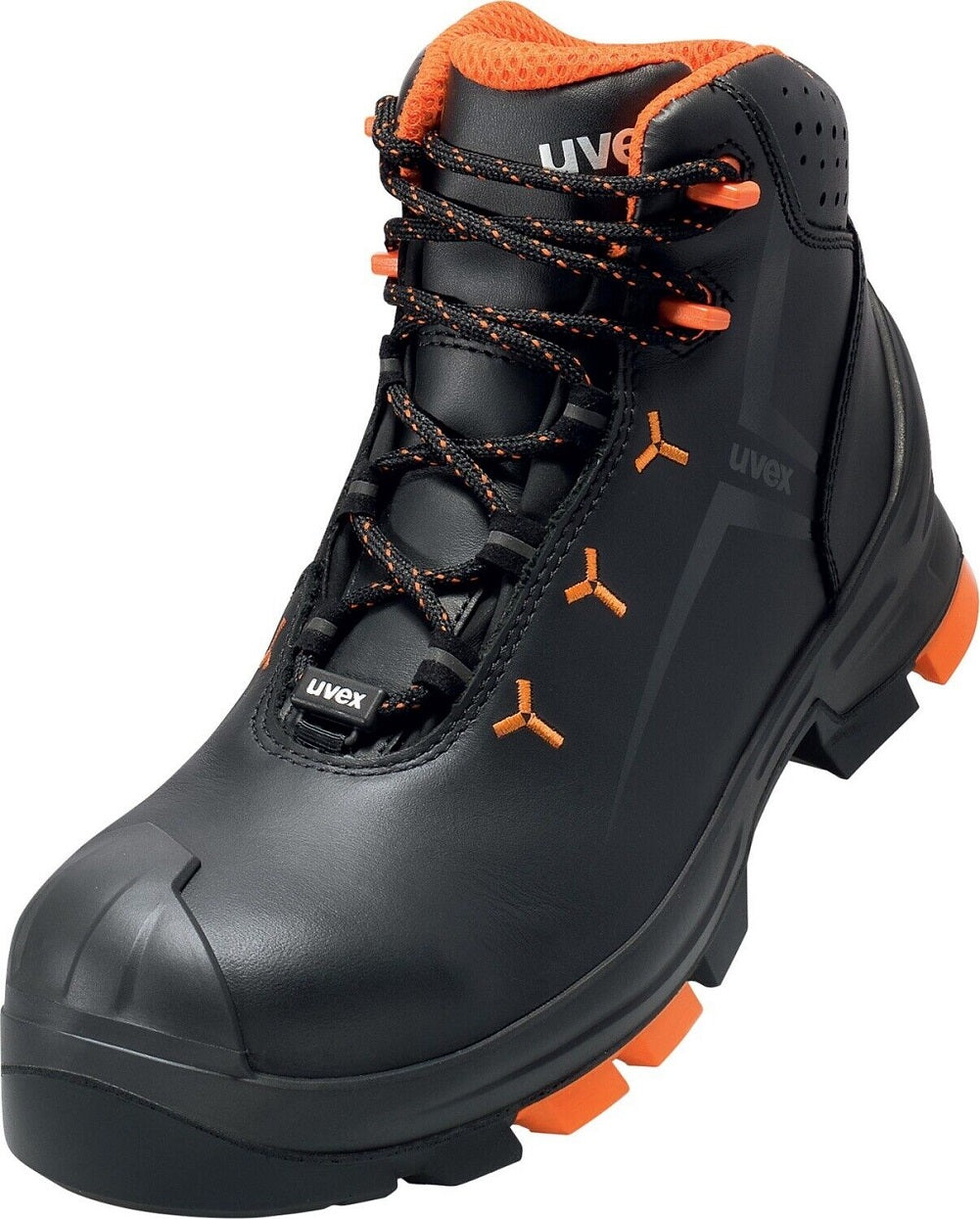 uvex 2 safety boots 65032 S3 SRC Black Leather Upper With Orange Detail. PU Sole. meets ESD Requirements. protexU