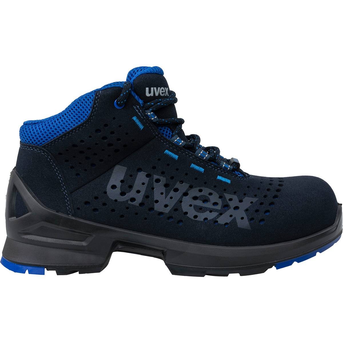 uvex 1 safety boots blue perforated microsuede upper S1 SRC 85328 lace-up, composite toe, protexU