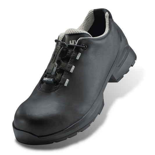 uvex 1 Ladies Leather Safety Shoes. S3 Black Grey Leather. 100% Metal-Free. protexU