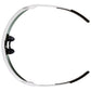 White wrap-around sports sunglasses with black temple tips and nose pads, shown from a side profile on a white background.
