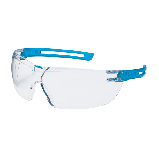 uvex x-fit Safety Glasses. The uvex x-fit brings up just 23 grams onto the scale. The sporty protective glasses impress with optimal eye space coverage and best wearing comfort. The X-design of the lens and the translucent bracket make the uvex x-fit a highlight. protexU