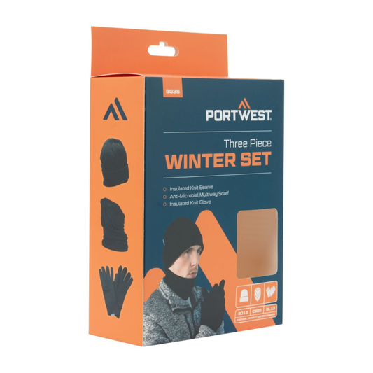 Portwest three-piece winter set. Hat, Beanie, Scarf. protexU